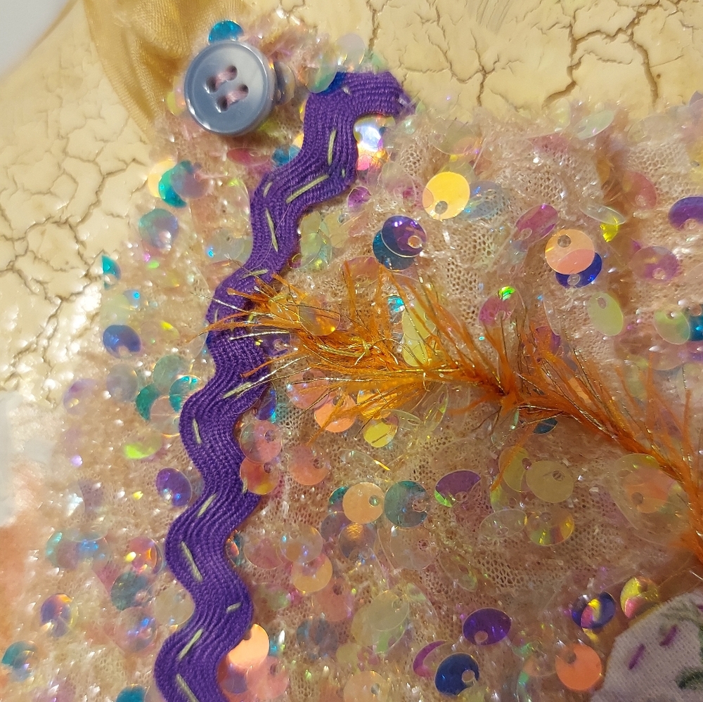 🪻JABOT 🪻Handcrafted/ Handsewn Sequin Necklace Adornment NWT One Of A Kind - Picture 8 of 13